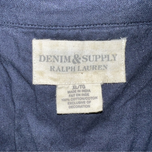 Ralph Lauren Denim & Supply Women’s Western Navy Blue 100% Cotton VTG Blouse XL - Picture 11 of 16